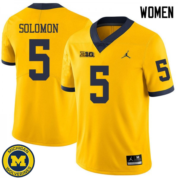 Women's Michigan Wolverines #5 Aubrey Solomon Yellow Jordan Brand Alumni Jersey